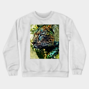Majestic Digital Jaguar Cat Painting - Unleash Your Inner Wildness Crewneck Sweatshirt